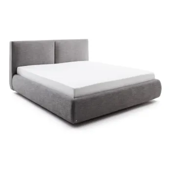 Pat matrimonial 180x200 cm gri inchis tapitat cu spatiu de depozitare cu somiera Atesio - Meise Mobel imagine