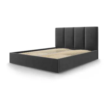 Pat matrimonial 180x200 cm gri inchis tapitat cu spatiu de depozitare cu somiera Juniper - Mazzini Beds imagine