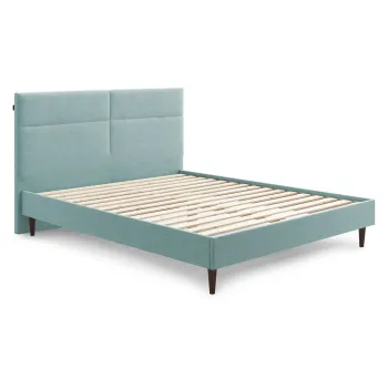 Pat matrimonial 180x200 cm turcoaz tapitat cu somiera Elyna - Bobochic Paris imagine