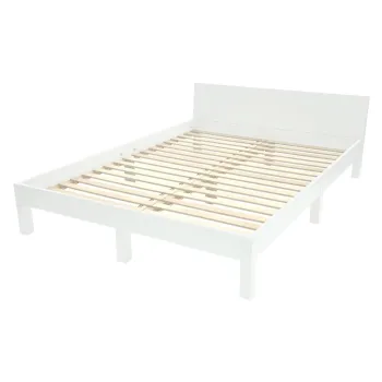 Pat matrimonial alb din lemn masiv de fag cu somiera 160x200 cm Dabi - Ragaba imagine