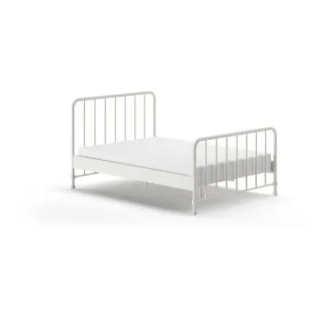 Pat matrimonial alb din metal cu somiera 140x200 cm BRONXX - Vipack imagine