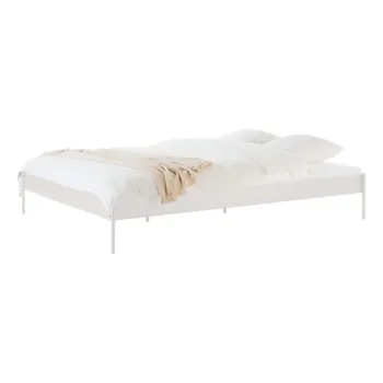 Pat matrimonial alb din otel fara tablie cu somiera 200x200 cm Eton Basic - noo.ma imagine