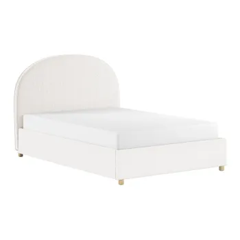 Pat matrimonial alb tapitat cu spatiu de depozitare cu somiera 140x200 cm Moon - Vipack imagine