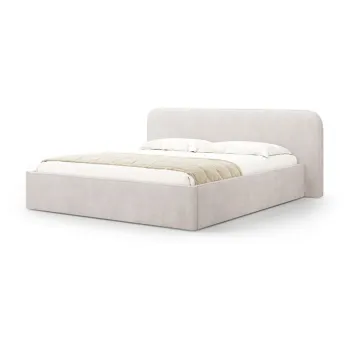 Pat matrimonial alb tapitat cu spatiu de depozitare cu somiera 160x200 cm Elizabeth - Micadoni imagine