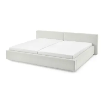 Pat matrimonial alb tapitat cu spatiu de depozitare cu somiera 200x240 cm Cube - Meise Mobel imagine