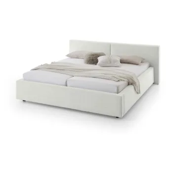 Pat matrimonial alb tapitat fara somiera 160x200 cm Cube - Meise Mobel imagine