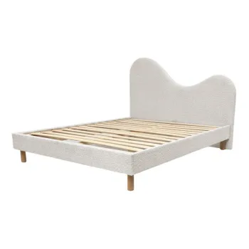 Pat matrimonial alb tapitat tapitat cu somiera 160x200 cm Celina - Bobochic Paris imagine