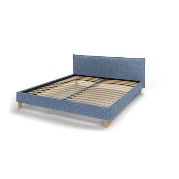 Pat matrimonial albastru cu tablie si somiera 180x200 cm Tina - Ropez imagine