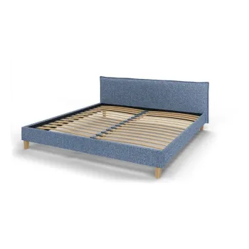 Pat matrimonial albastru cu tablie si somiera 200x200 cm Tina - Ropez imagine