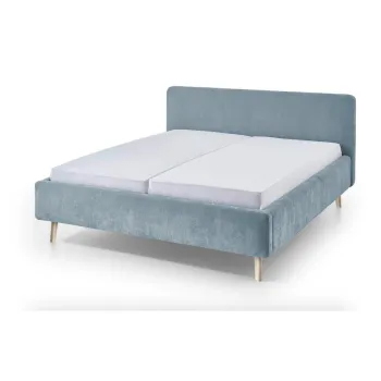 Pat matrimonial albastru deschis tapitat cu somiera 160x200 cm Mattis - Meise Mobel imagine