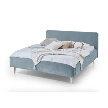 Pat matrimonial albastru deschis tapitat cu somiera 180x200 cm Mattis - Meise Mobel imagine