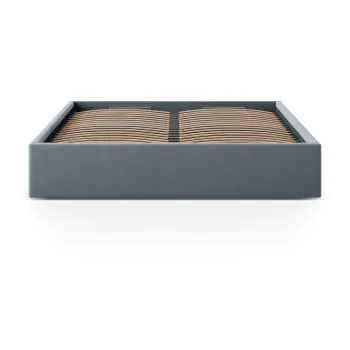 Pat matrimonial albastru deschis tapitat cu spatiu de depozitare/fara tablie cu somiera 180x200 cm Susan - Micadoni imagine