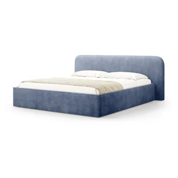 Pat matrimonial albastru inchis tapitat cu spatiu de depozitare cu somiera 160x200 cm Elizabeth - Micadoni imagine