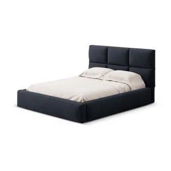 Pat matrimonial albastru inchis tapitat cu spatiu de depozitare cu somiera 160x200 cm Libera - Windsor & Co Sofas imagine