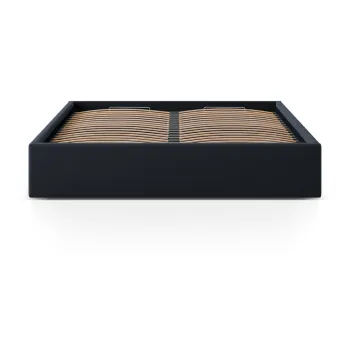 Pat matrimonial albastru inchis tapitat cu spatiu de depozitare/fara tablie cu somiera 180x200 cm Susan - Micadoni imagine