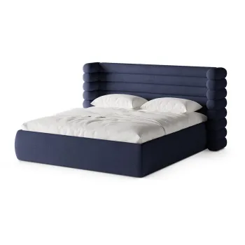 Pat matrimonial albastru tapiE>at cu spaE>iu de depozitare cu somierA160x200 cm Mount aEURMicadoni imagine