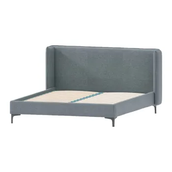 Pat matrimonial albastru tapitat cu somiera 200x200 cm Basti - Ropez imagine