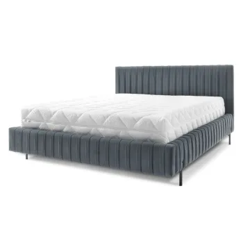 Pat matrimonial albastru tapitat cu spatiu de depozitare cu somiera 160x200 cm Plissa - ELTAP imagine