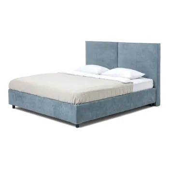 Pat matrimonial albastru tapitat cu spatiu de depozitare cu somiera 180x200 cm Myra Bold - Bonami Selection imagine