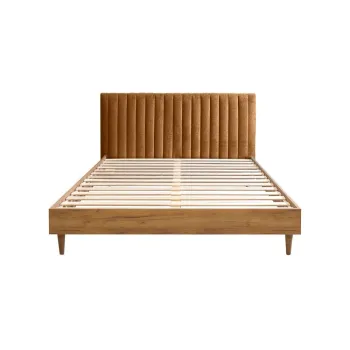 Pat matrimonial aramiu/natural cu somiera 180x200 cm Oceane - Bobochic Paris imagine