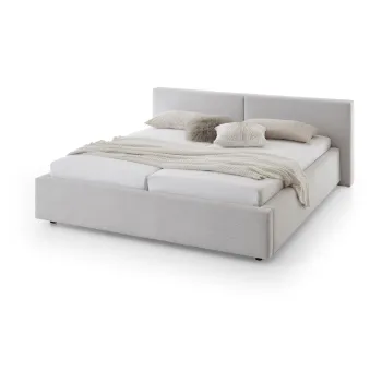 Pat matrimonial argintiu tapitat cu spatiu de depozitare cu somiera 180x200 cm Cube - Meise Mobel imagine