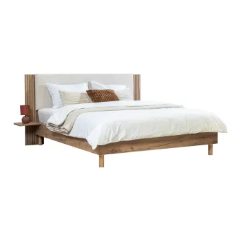 Pat matrimonial bej cu somiera 160x200 cm Lior - Bobochic Paris imagine