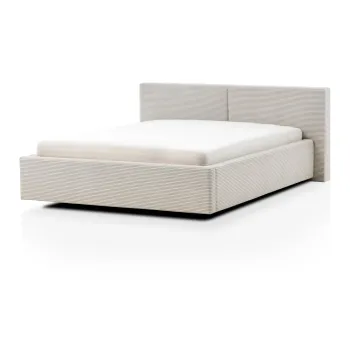 Pat matrimonial bej cu spatiu de depozitare cu somiera 180x200 cm Cube - Meise Mobel imagine