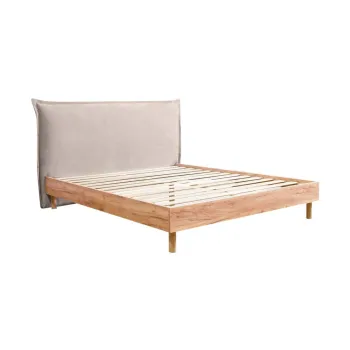 Pat matrimonial bej/natural cu somiera 180x200 cm Charlie - Bobochic Paris imagine