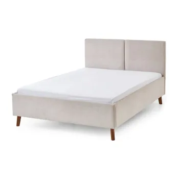 Pat matrimonial bej tapitat cu somiera 140x200 cm Piano - Meise Mobel imagine