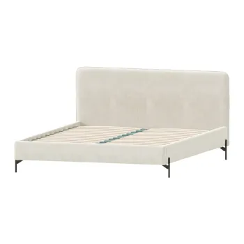 Pat matrimonial bej tapitat cu somiera 200x200 cm Barker - Ropez imagine