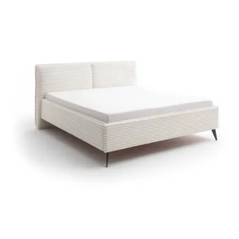 Pat matrimonial bej tapitat cu spatiu de depozitare cu somiera 160x200 cm Matera - Meise Mobel imagine