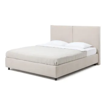 Pat matrimonial bej tapitat cu spatiu de depozitare cu somiera 160x200 cm Myra Bold - Bonami Selection imagine