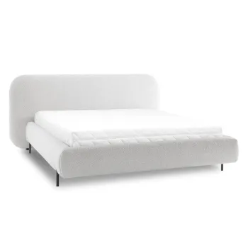 Pat matrimonial bej tapitat cu spatiu de depozitare cu somiera 160x200 cm Pointt - ELTAP imagine