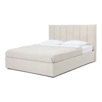 Pat matrimonial bej tapitat cu spatiu de depozitare cu somiera 160x200 cm Thessa Bold Line - Bonami Selection imagine
