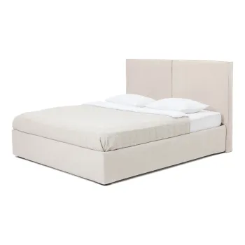 Pat matrimonial bej tapitat cu spatiu de depozitare cu somiera 180x200 cm Thessa Bold - Bonami Selection imagine