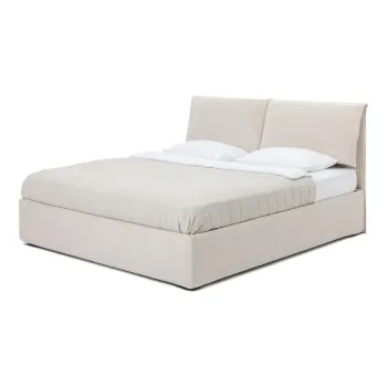 Pat matrimonial bej tapitat cu spatiu de depozitare cu somiera 180x200 cm Thessa Pillow - Bonami Selection imagine