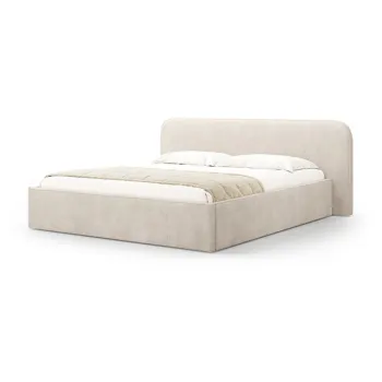 Pat matrimonial bej tapitat cu spatiu de depozitare cu somiera 200x200 cm Elizabeth - Micadoni imagine