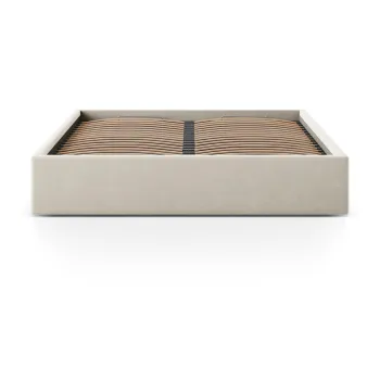 Pat matrimonial bej tapitat cu spatiu de depozitare/fara tablie cu somiera 180x200 cm Susan - Micadoni imagine