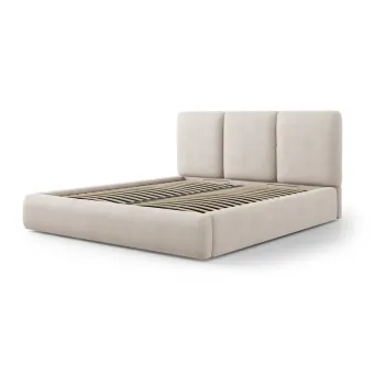 Pat matrimonial bej tapitat cu spatiu de depozitare si somiera 180x200 cm Brody - Mazzini Beds imagine