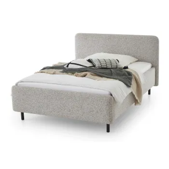 Pat matrimonial bej tapitat fara somiera 180x200 cm Primo - Meise Mobel imagine