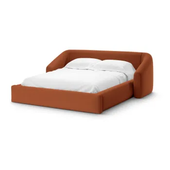 Pat matrimonial caramiziu tapitat cu spatiu de depozitare cu somiera 160x200 cm Campi - Cosmopolitan Design imagine