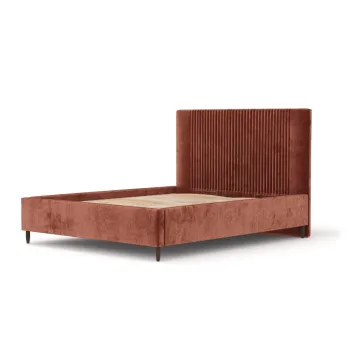 Pat matrimonial caramiziu tapitat cu spatiu de depozitare cu somiera 200x200 cm Etero - Maison de Reve imagine