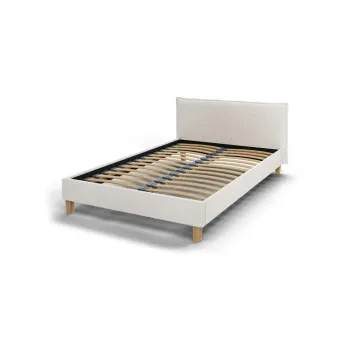Pat matrimonial crem cu tablie si somiera 140x200 cm Tina - Ropez imagine