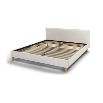 Pat matrimonial crem cu tablie si somiera 180x200 cm Tina - Ropez imagine