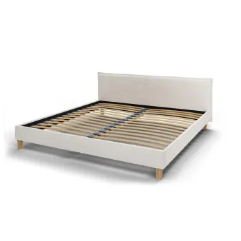 Pat matrimonial crem cu tablie si somiera 200x200 cm Tina - Ropez imagine
