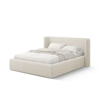 Pat matrimonial crem tapitat cu spatiu de depozitare cu somiera 140x200 cm Jason - Windsor & Co Sofas imagine