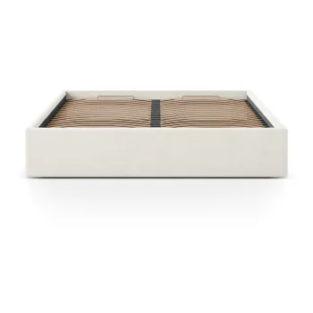 Pat matrimonial crem tapitat cu spatiu de depozitare/fara tablie cu somiera 180x200 cm Susan - Micadoni imagine