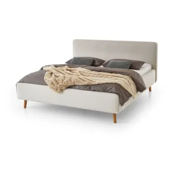Pat matrimonial crem tapitat fara somiera 160x200 cm Mattis - Meise Mobel imagine