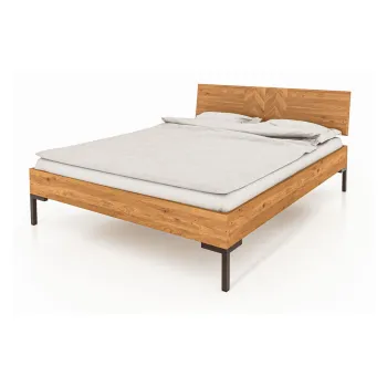 Pat matrimonial din lemn de stejar 140x200 cm Abies 2 - The Beds imagine