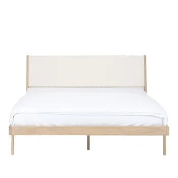 Pat matrimonial din lemn de stejar alb-natural 140x200 cm Fawn - Gazzda imagine